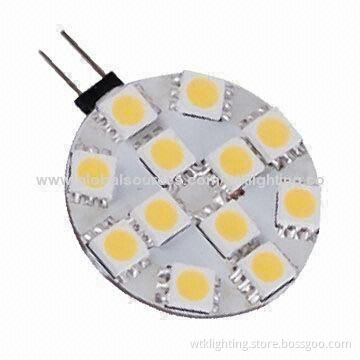 LED Chip for G4 Base, with 12 SMD 5050 LEDs and Daylight White Fluorescent Color/Pins on Back Side